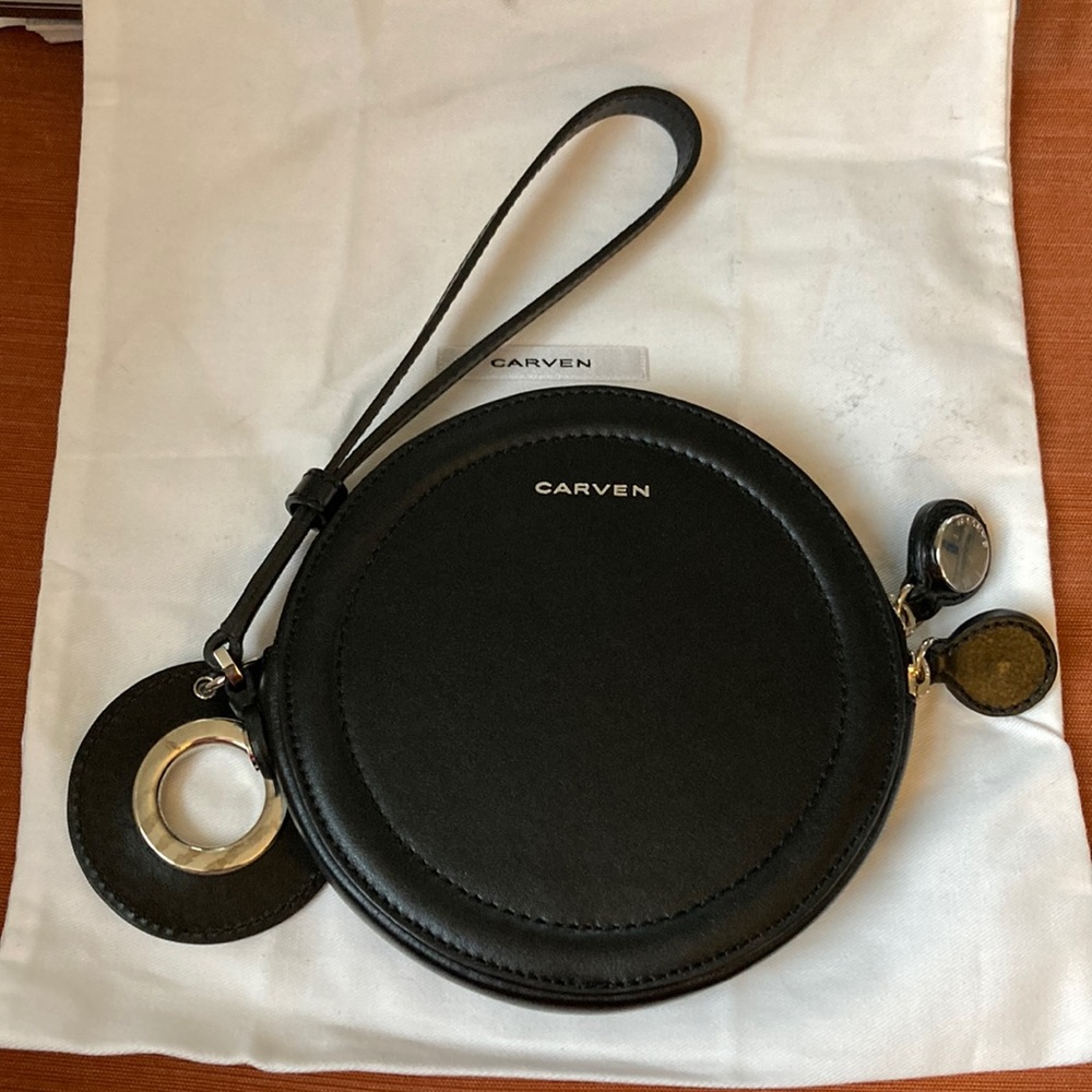 Carven black leather purse